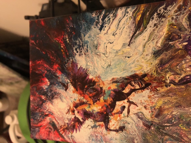 Emergence I — Fluid acrylic and metallic pigment on canvas