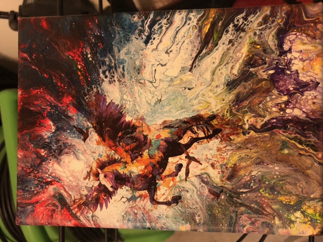 Emergence II — Fluid acrylic and metallic pigment on canvas