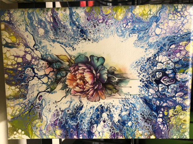 The Peony — Fluid acrylic and metallic pigment on canvas